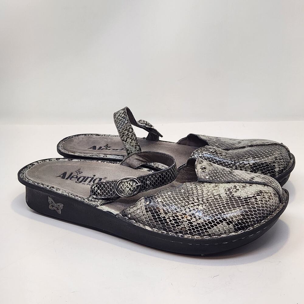 Alegria Women Tuscany Snakepint Leather Clog Mary Jane Size 39 US 9 Comfort Shoe